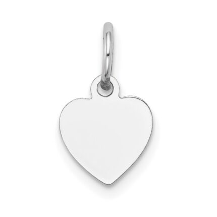 14k White Gold Plain .018 Gauge Engravable Heart 11x9mm Disc Charm