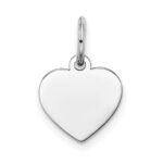 14k White Gold Plain .011 Gauge Engravable Heart 12x10mm Disc Charm