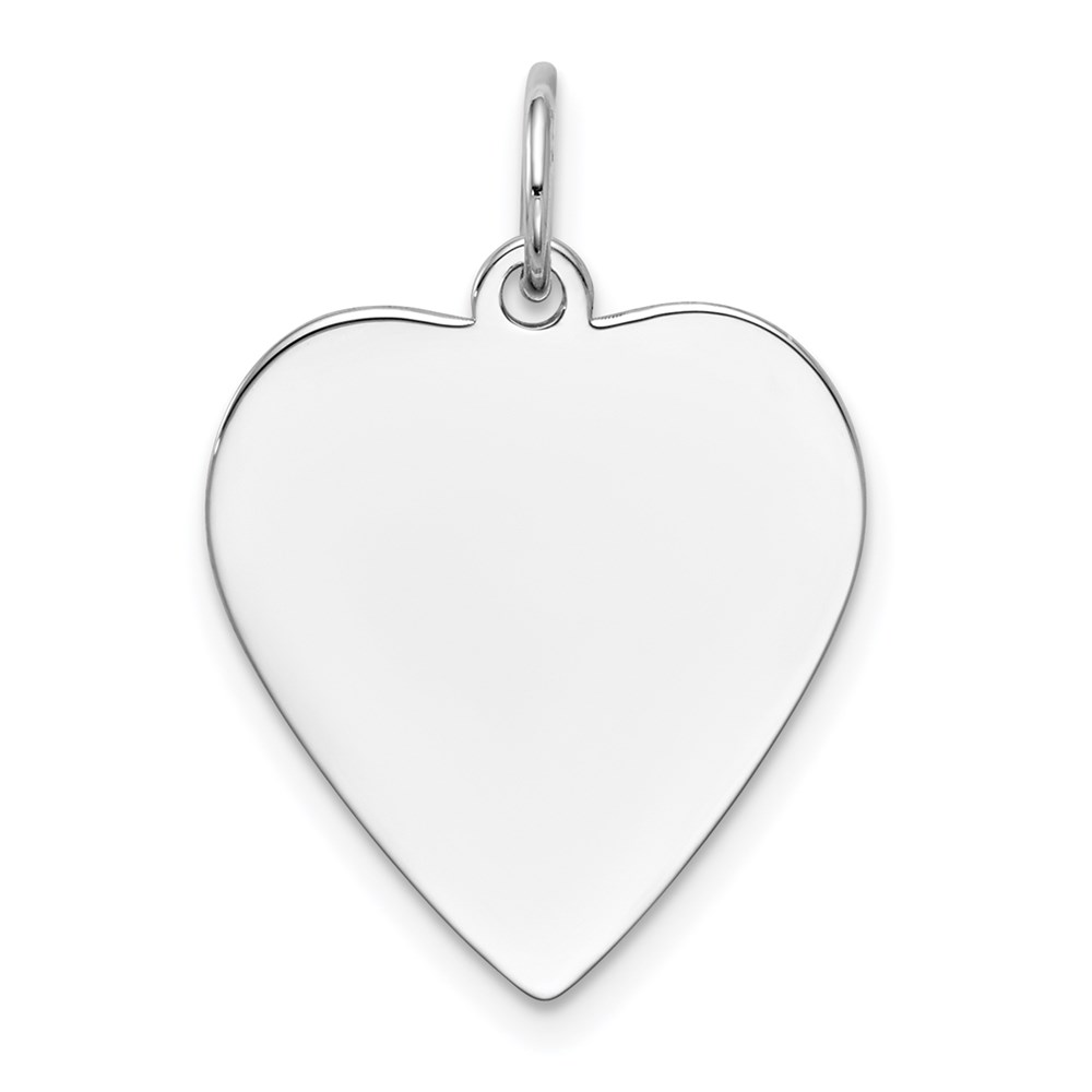 XWM118_18-3.jpg 14k White Gold Plain .035 Gauge Engravable Heart 21x18mm Disc Charm - Image 1