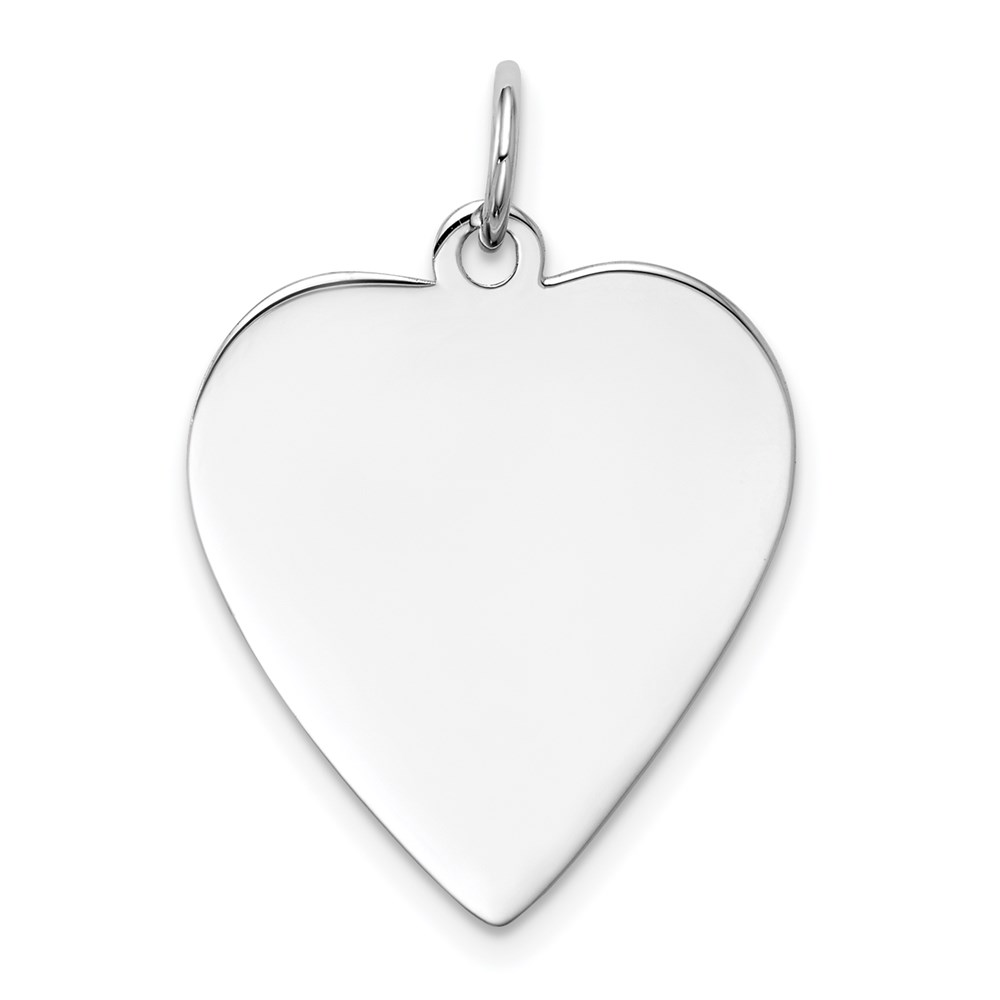 XWM119_18.jpg 14k White Gold Plain .011 Gauge Engravable Heart 23x19mm Disc Charm - Image 1