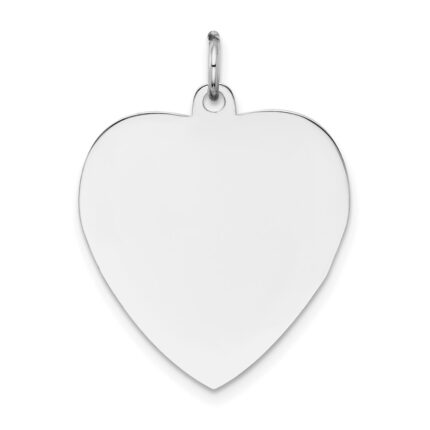14k White Gold Plain .027 Gauge Engravable Heart 24x21mm Disc Charm