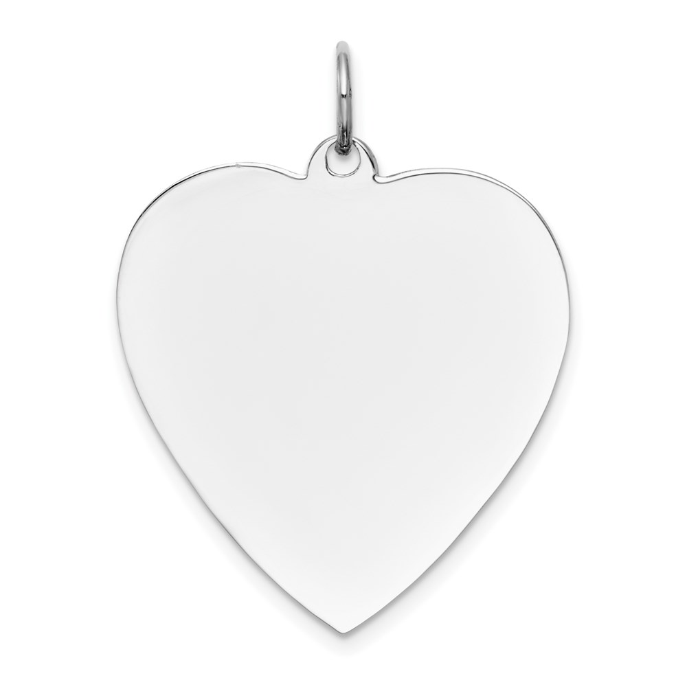XWM121_18-1.jpg 14k White Gold Plain .018 Gauge Engravable Heart 27x24mm Disc Charm - Image 1