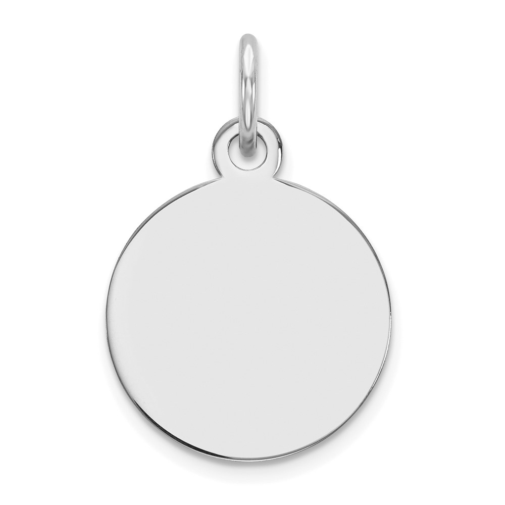 XWM135_18.jpg 14k White Gold Plain .009 Gauge Round Engravable 12mm Disc Charm - Image 1