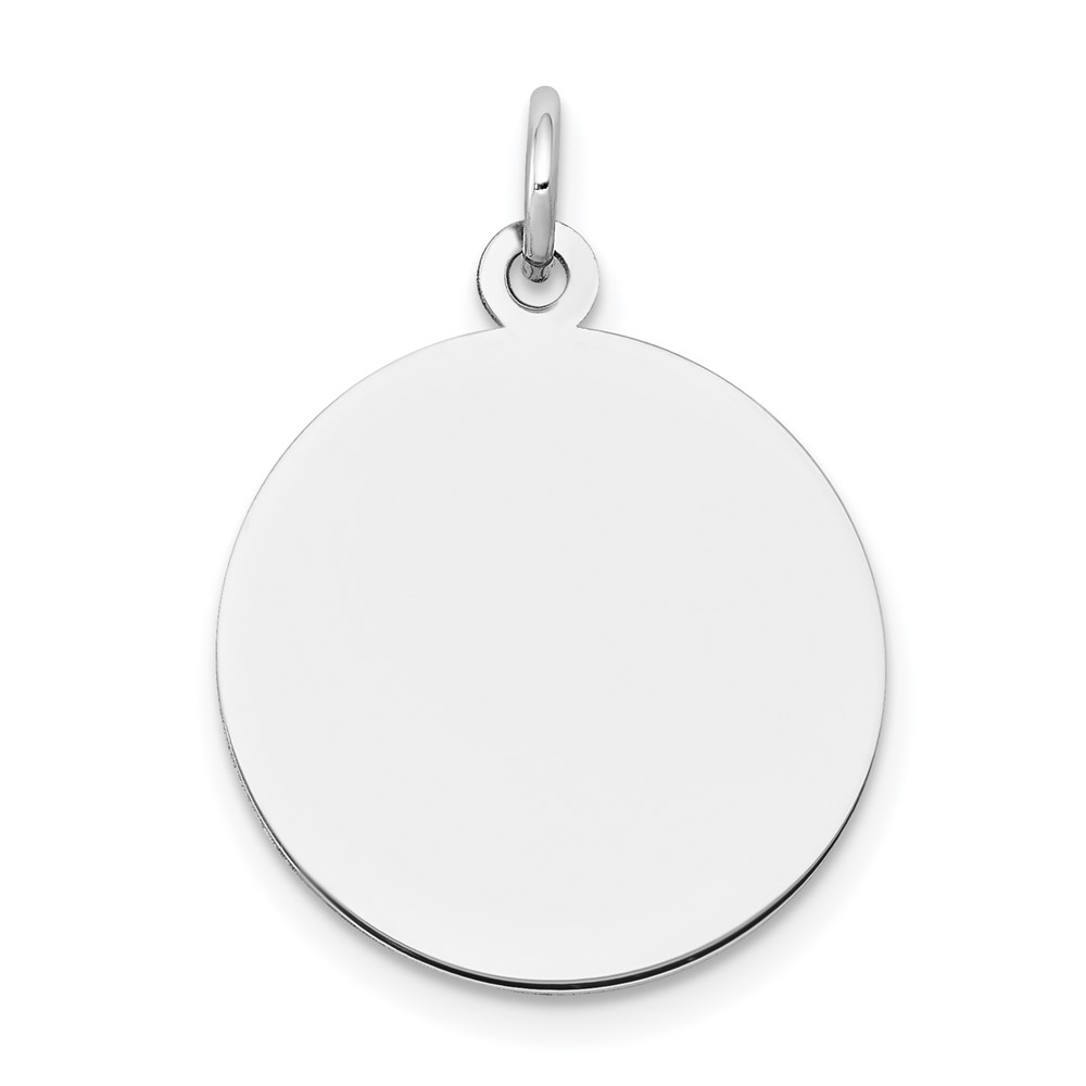 XWM136_18.jpg 14k White Gold Plain .009 Gauge Round Engravable 18mm Disc Charm - Image 1