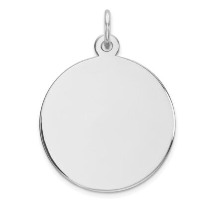 14k White Gold Plain .018 Gauge Round Engravable 19mm Disc Charm