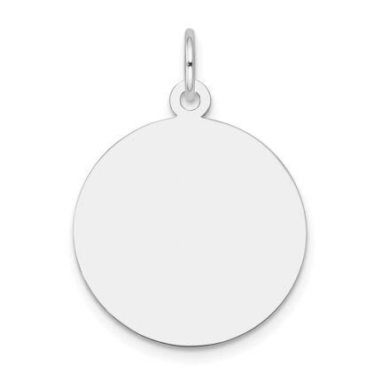 14k White Gold Plain .013 Gauge Round Engravable 19mm Disc Charm