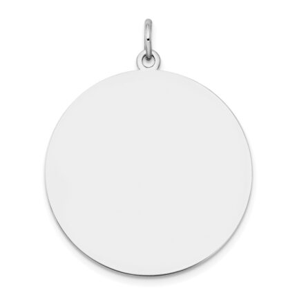 14k White Gold Plain .018 Gauge Round Engravable 25mm Disc Charm