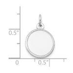 14k White Gold Plain with Zig-Zag Edge .013 Gauge Round Engravable 13mm Disc Charm - Image 3