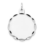 14k White Gold .018 Gauge Engravable Round Scalloped 26x24mm Disc Charm