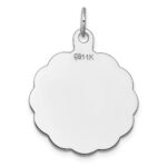 14k White Gold .027 Gauge Engravable Round Scalloped 26x24mm Disc Charm - Image 3
