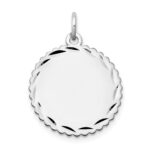 14k White Gold .011 Gauge Engravable Round Scalloped 18mm Disc Charm