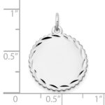 14k White Gold .018 Gauge Engravable Round Scalloped 18mm Disc Charm - Image 4