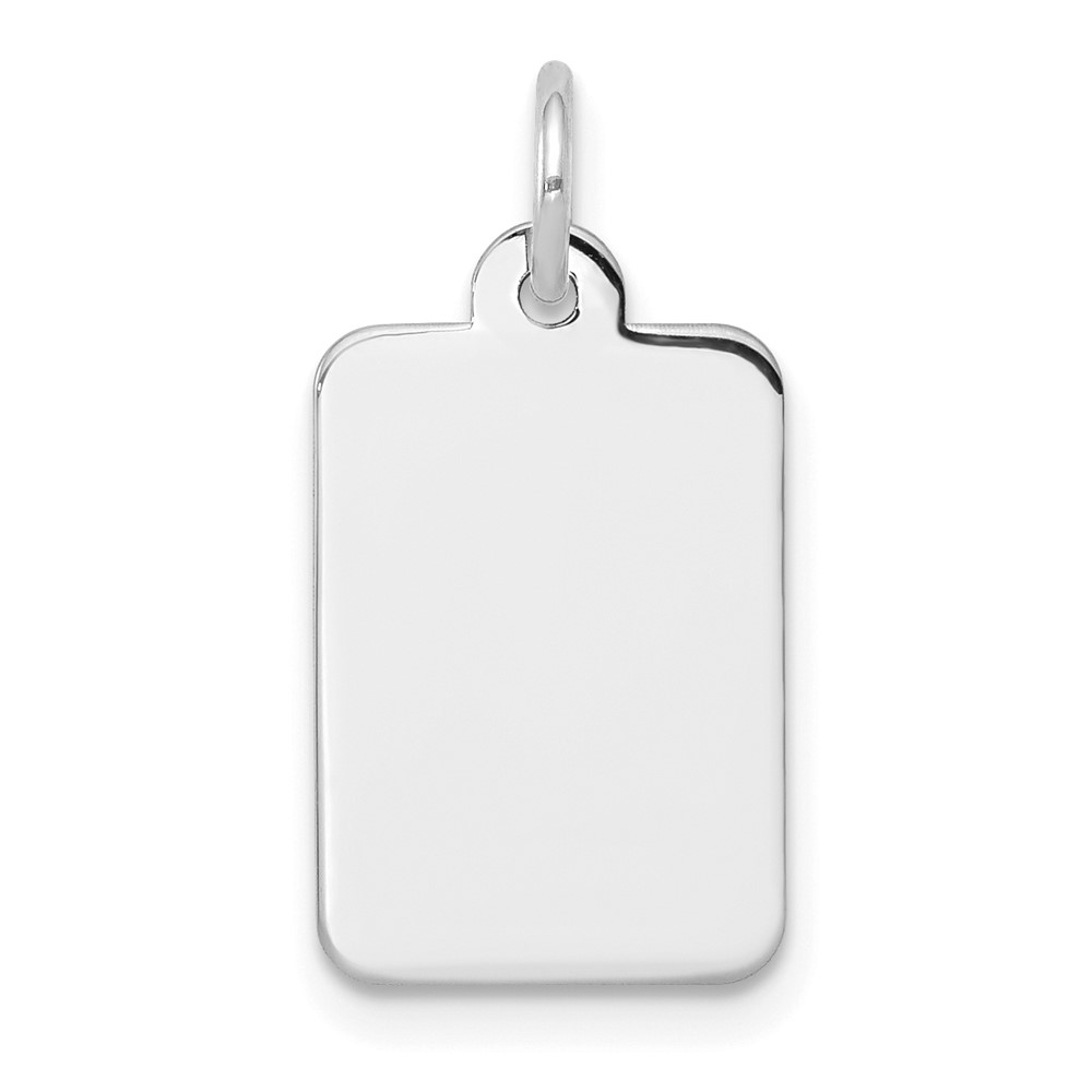 XWM285-4.jpg 14k White Gold Plain .027 Gauge Rectangular Engravable 14.4x10.4mm Disc Charm - Image 1