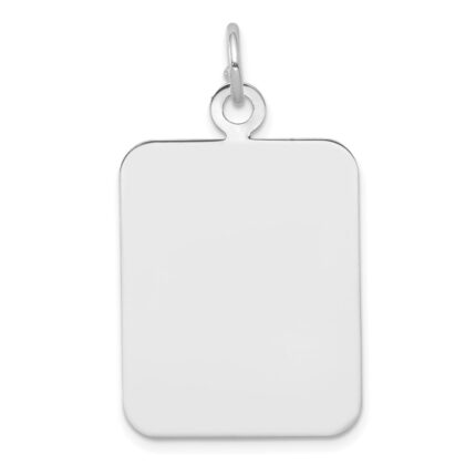 14k White Gold Plain .018 Gauge Rectangular Engravable 25x20.1mm Disc Charm