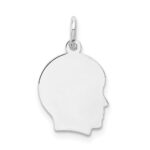 14k White Gold Plain Small.011 Depth Facing Right Engravable Boy Charm