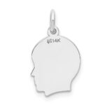 14k White Gold Plain Small.013 Depth Facing Right Engravable Boy Charm - Image 3