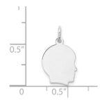 14k White Gold Plain Small.009 Depth Facing Right Engravable Boy Charm - Image 4