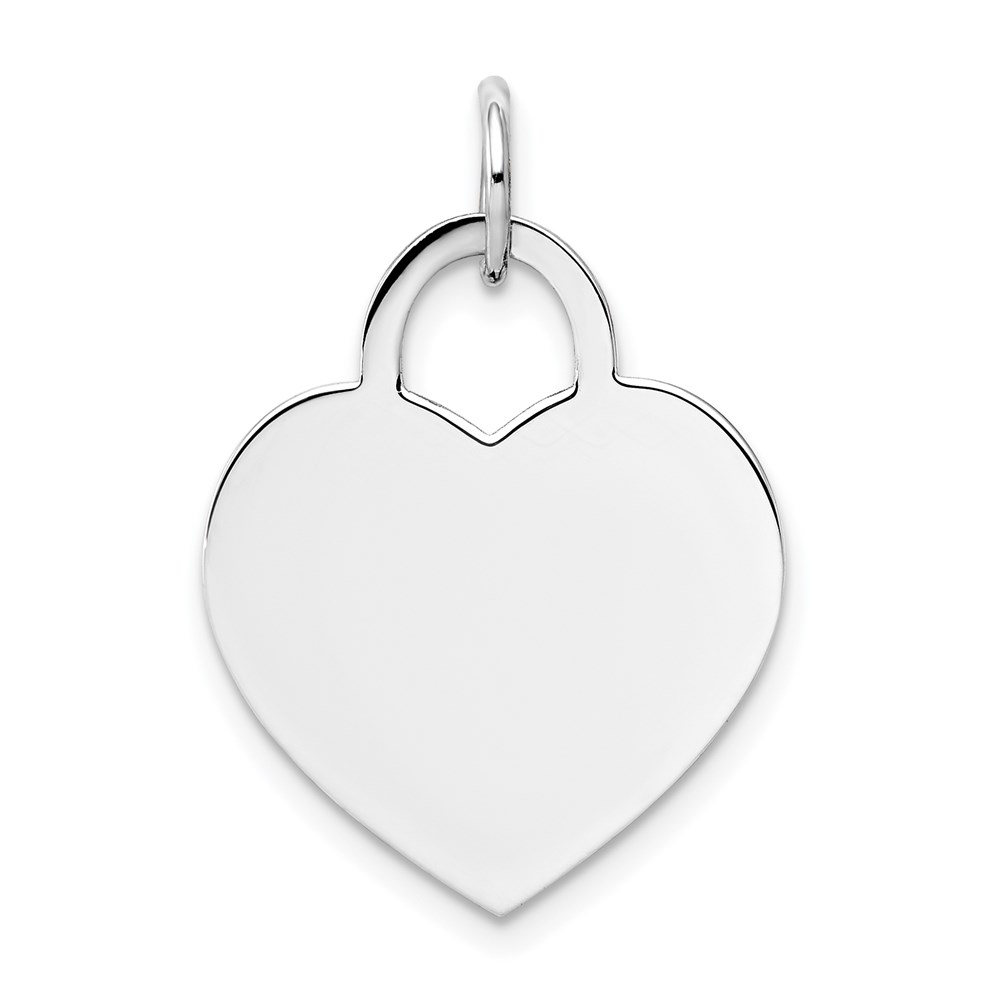XWM526_18-5.jpg 14k White Gold Plain .035 Gauge Engravable Heart 22x18mm Disc Charm - Image 1