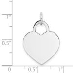 14k White Gold Plain .027 Gauge Engravable Heart 22x18mm Disc Charm - Image 3