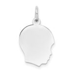 14k White Gold Plain Medium.009 Depth Facing Right Engravable Boy Charm