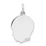 14k White Gold Plain Medium.013 Depth Facing Right Engravable Boy Charm - Image 3