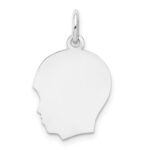 14k White Gold Plain Medium.013 Depth Facing Left Engravable Boy Charm