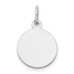 14K White Gold Plain .018 Gauge Round Engravable 12mm Disc Charm