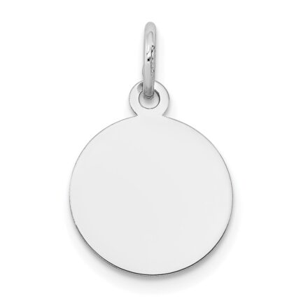 14K White Gold Plain .027 Gauge Round Engravable 12mm Disc Charm