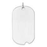 14k White Gold Plain .011 Gauge Engravable 36x19mm Dog Tag with Notch Disc Charm