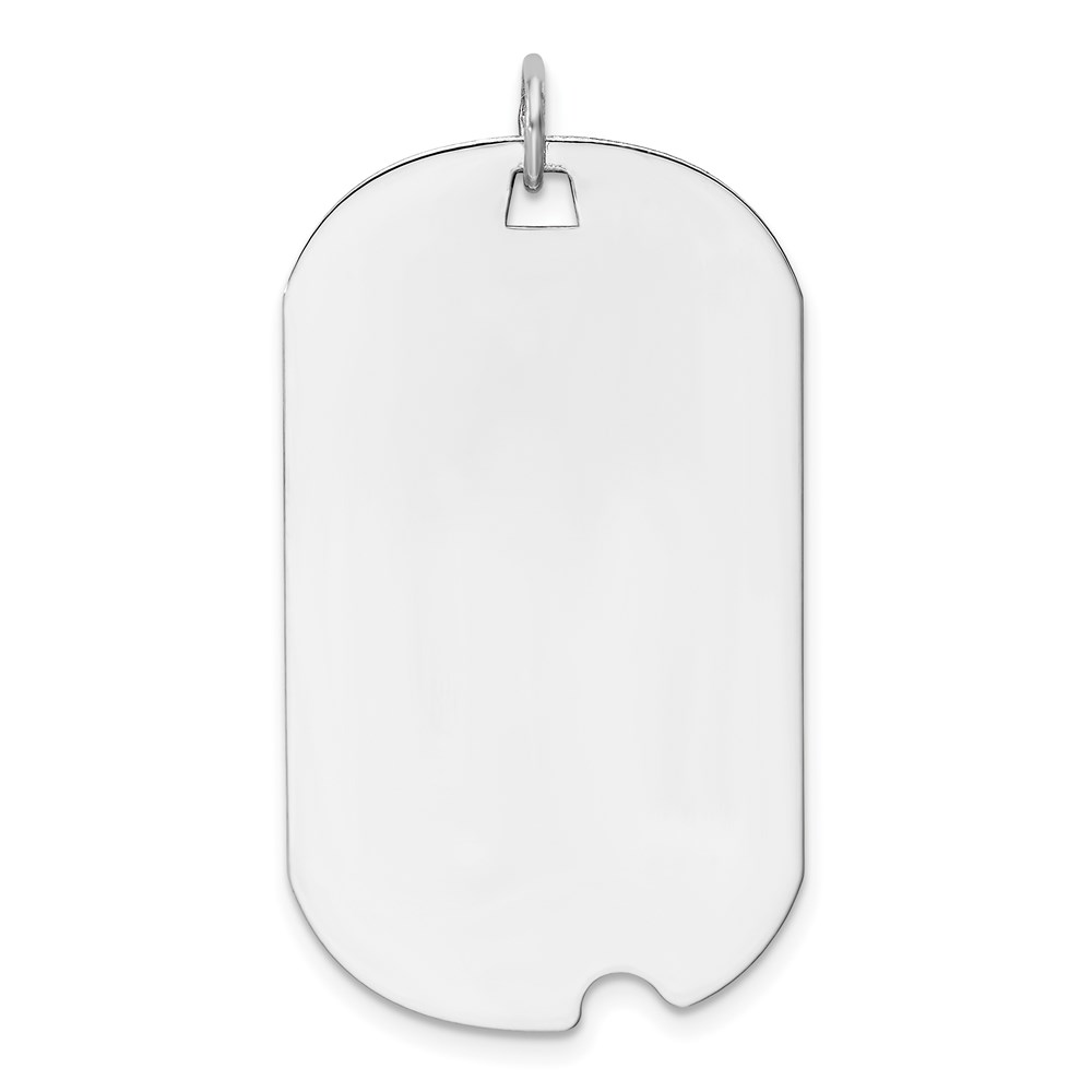 XWM599_18.jpg 14k White Gold Plain .011 Gauge Engravable 36x19mm Dog Tag with Notch Disc Charm - Image 1