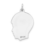 14k White Gold Plain Medium.013 Depth Facing Right Engravable Boy Charm - Image 3