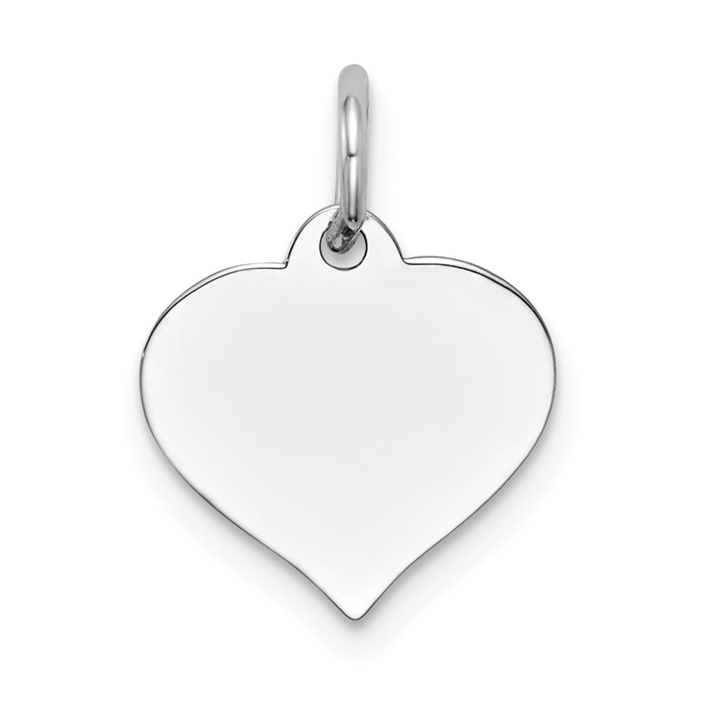 XWM601_18.jpg 14K White Gold Plain .009 Gauge Engravable Heart 14x12mm Disc Charm - Image 1