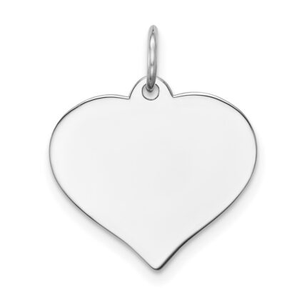 14K White Gold Plain .035 Gauge Engravable Heart 16x17mm Disc Charm