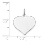 14K White Gold Plain .009 Gauge Engravable Heart 16x17mm Disc Charm - Image 3