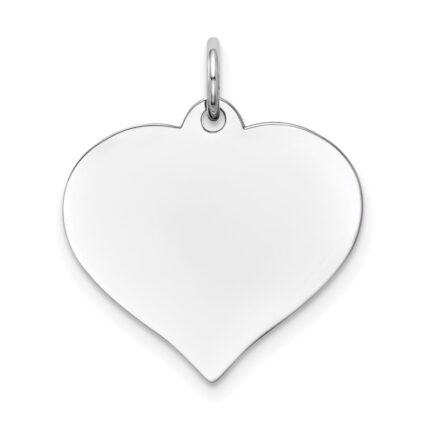 14K White Gold Plain .009 Gauge Engravable Heart 20x18mm Disc Charm