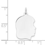 14k White Gold Plain Medium.035 Depth Facing Right Engravable Girl Charm - Image 4