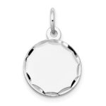 14k White Gold Etched Edge .011 Gauge Engraveable Round 13mm Disc Charm