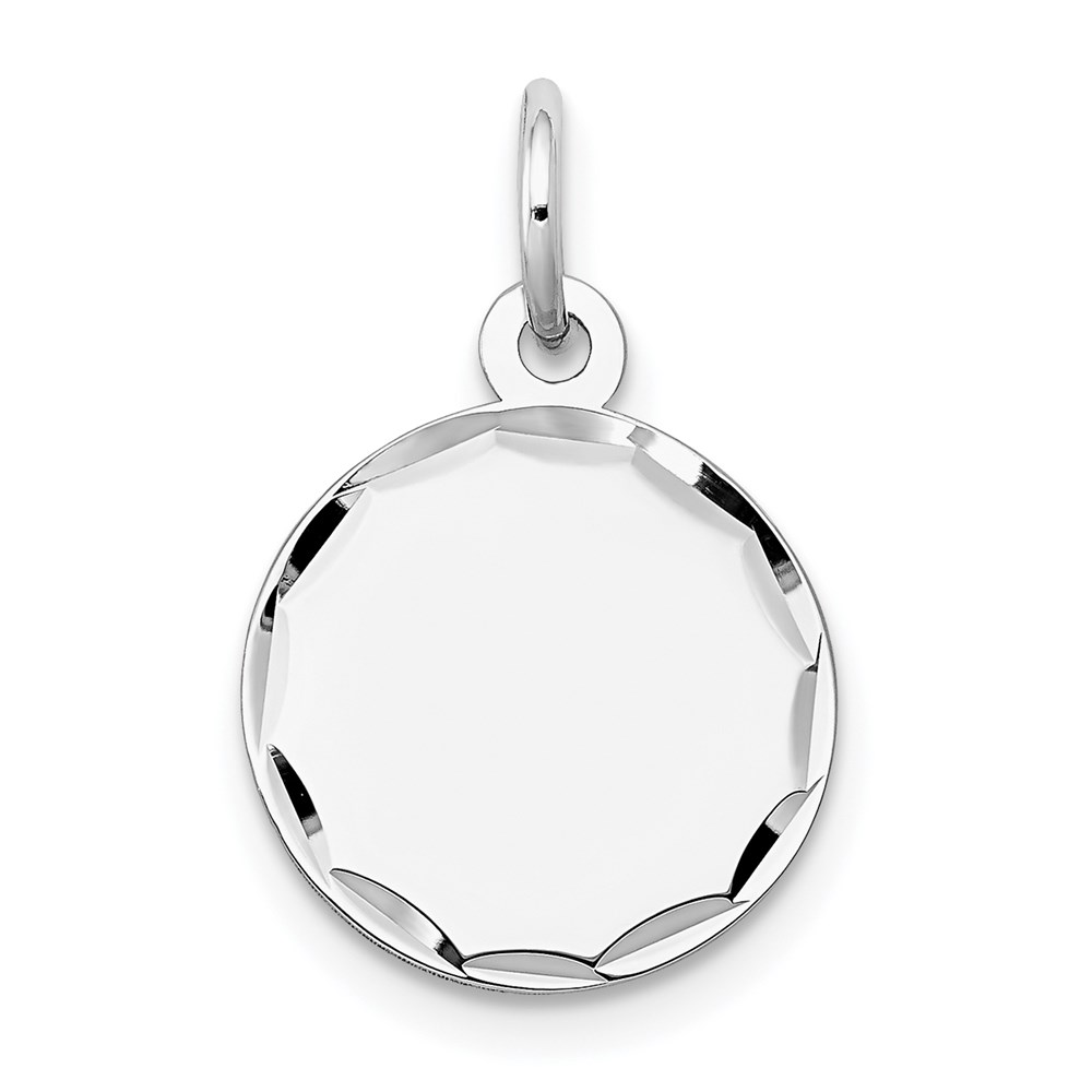 XWM616_18-3.jpg 14k White Gold Etched Edge .013 Gauge Engraveable Round 13mm Disc Charm - Image 1