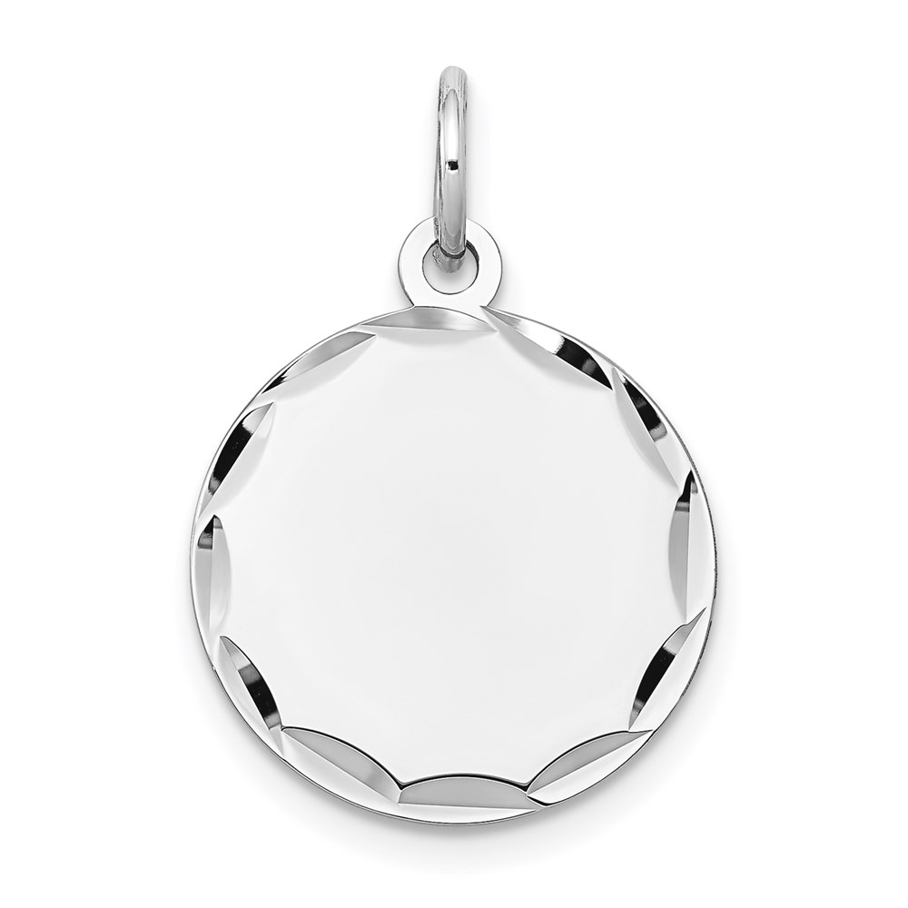 XWM617_18-3.jpg 14k White Gold Etched Edge .018 Gauge Engraveable Round 16mm Disc Charm - Image 1