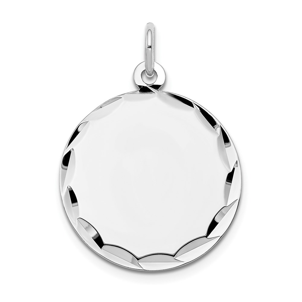 XWM618_18-4.jpg 14k White Gold Etched Edge .018 Gauge Engraveable Round 19mm Disc Charm - Image 1