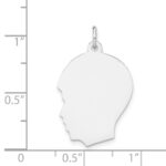 14k White Gold Plain Medium.027 Depth Facing Left Engravable Boy Charm - Image 3