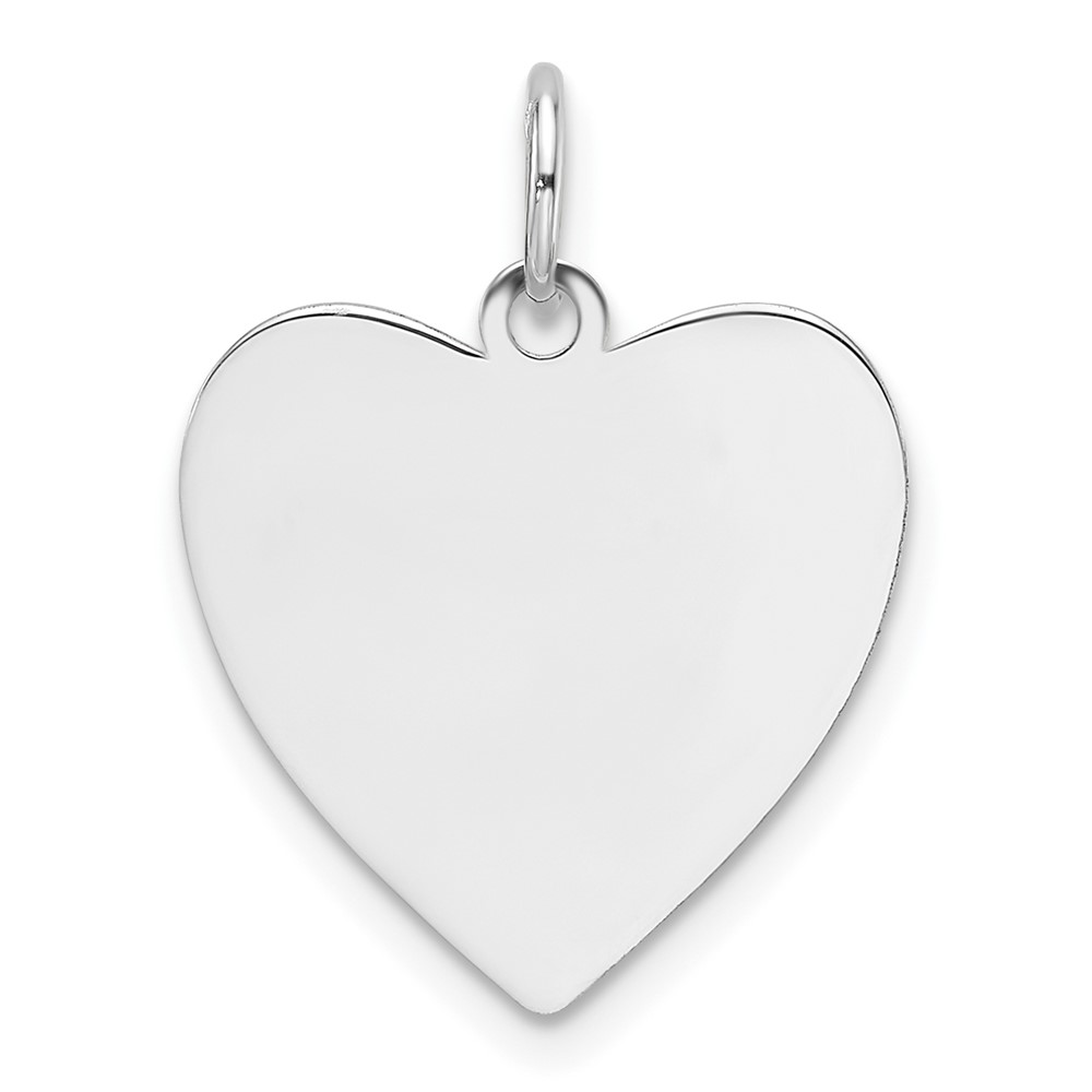 XWM622-2.jpg 14k White Gold Plain .027 Gauge Engravable Heart 17.16.5mm Disc Charm - Image 1