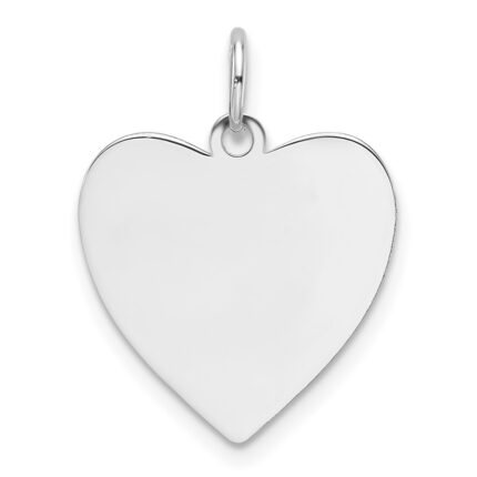 14k White Gold Plain .035 Gauge Engravable Heart 17.16.5mm Disc Charm