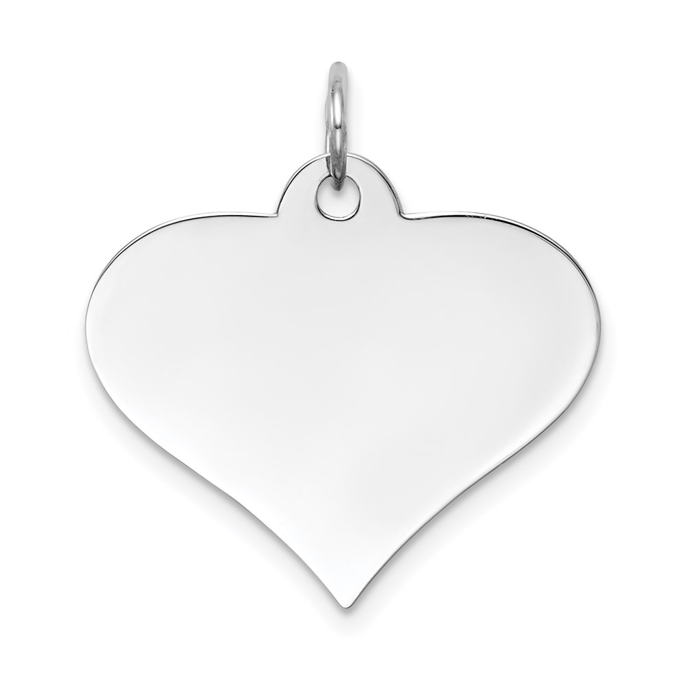 XWM628_18.jpg 14k White Gold Plain .018 Gauge Engraveable Heart 19x22mm Disc Charm - Image 1