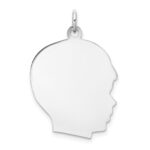 14k White Gold Plain Large.013 Depth Facing Right Engravable Boy Charm