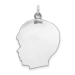 14k White Gold Plain Large.013 Depth Facing Right Engravable Boy Charm - Image 3