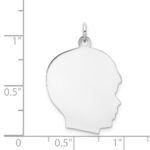 14k White Gold Plain Large.018 Depth Facing Right Engravable Boy Charm - Image 4