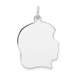 14k White Gold Plain Large.018 Depth Facing Right Engravable Girl Charm