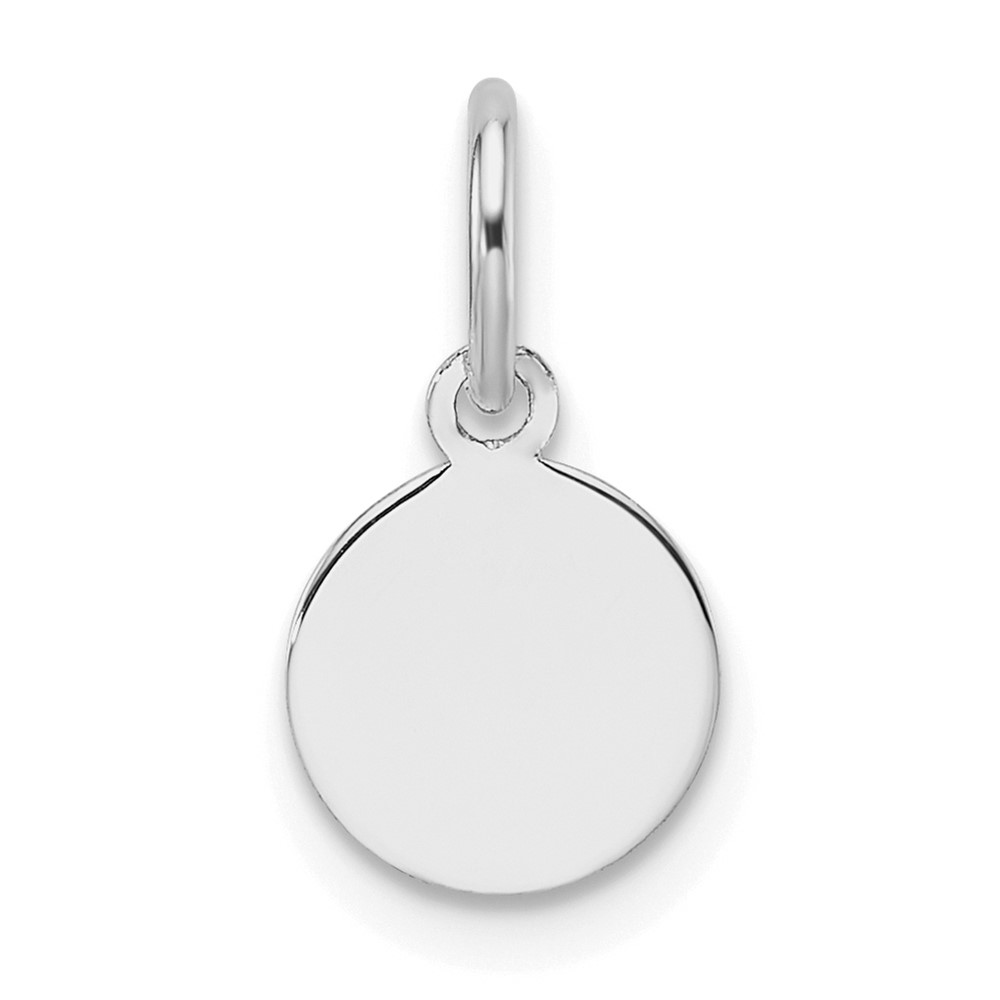 XWM673-4.jpg 14k White Gold Plain .018 Gauge Round Engravable 7.5mm Disc Charm - Image 1