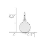 14k White Gold Plain .018 Gauge Round Engravable 7.5mm Disc Charm - Image 2